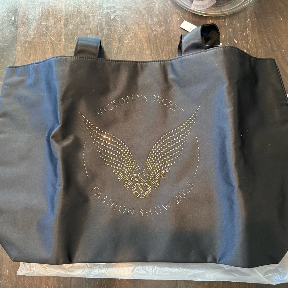 Victoria's Secret Black Duffel Bag with Gold Accents